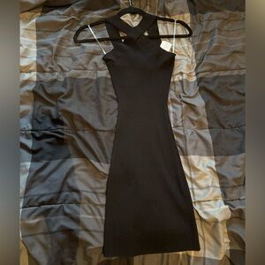 black crisscross dress